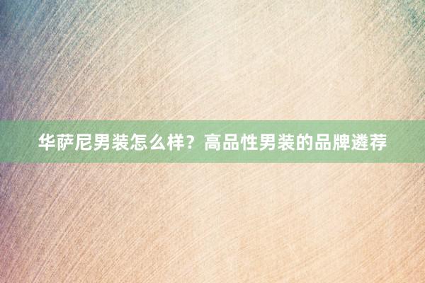 华萨尼男装怎么样？高品性男装的品牌遴荐